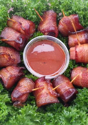 A picture of Bacon wrapped bacon.