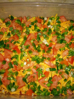 A picture of 6-Layer Taco seasoned Tortilla Dip.