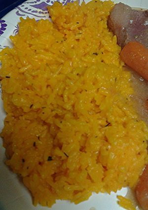 A picture of Savory turmeric rice.