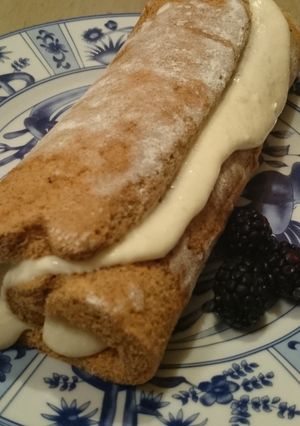A picture of Sweet Potato Roll with Cinnamon-Apple cream cheese filling.