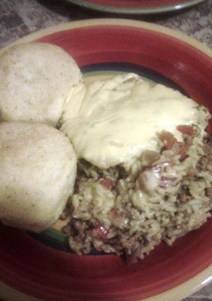 A picture of The Russells Ground Beef and Yellow Rice Bake.