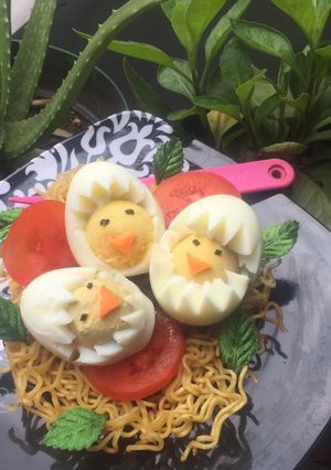 Foto resep Nest mie with cute eggs!