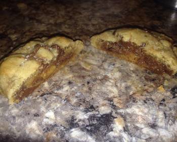 New Recipe brown butter sea salt chocolate chip cookies stuffed with nutella and dulce de leche Yummy