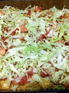 A picture of Taco dorito chicken casserole.