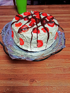 A picture of Chocolate Cake with Strawberries.