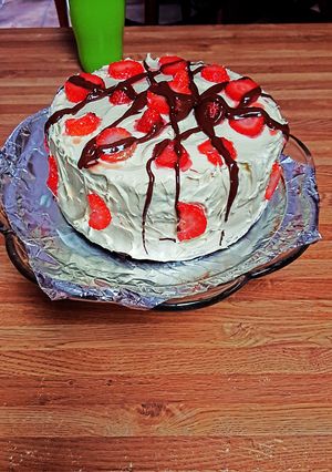A picture of Chocolate Cake with Strawberries.