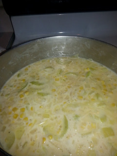 A picture of Yellow squash cheesy soup.