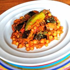 A picture of Aubergine and Chickpea Curry.