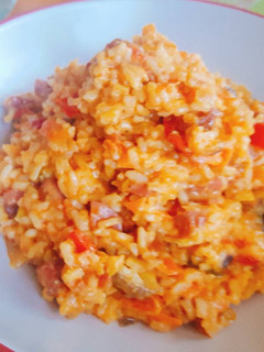 Una foto de Falso risotto con chorizo y champiñones