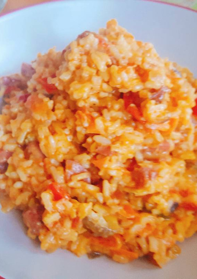 Una foto de Falso risotto con chorizo y champiñones