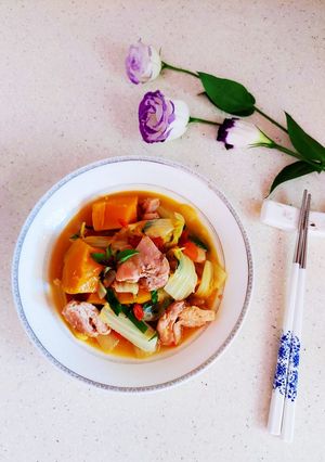 南瓜雞肉燴炒鮮蔬 的食譜成品照片