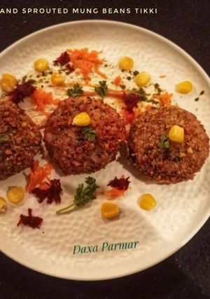 A picture of Kodo millet And Sprouted Mung Beans Tikki.