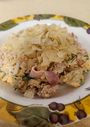 A picture of Brad's baked potato salad.
