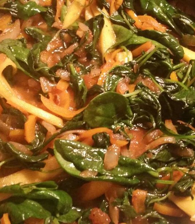 A picture of Saute Greens w/ Mango.
