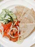 Salmon with Minted Creamy Cucumbers and Fresh Pita