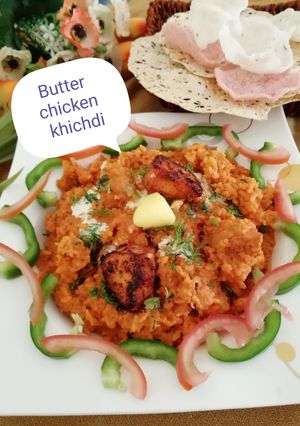 A picture of Butter chicken khichdi.