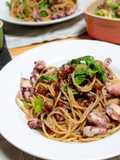 Homemade Dried Tomatoes and Firefly Squid Pasta