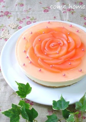 A picture of Peach Flower No-Bake (Rare) Cheesecake.