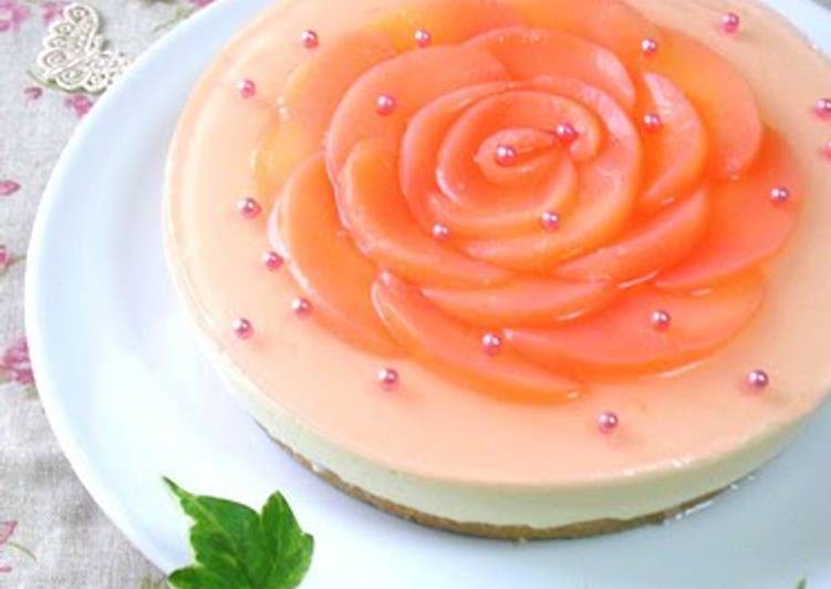 How to Make Quick Peach Flower No-Bake (Rare) Cheesecake