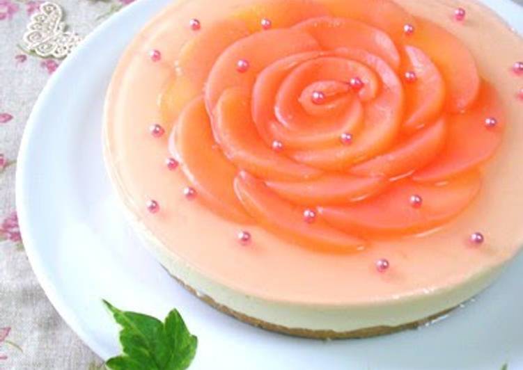 Simple Way to Make Speedy Peach Flower No-Bake (Rare) Cheesecake