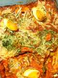 "Bacalao Skrei al horno en salsa de tomate gratinado"