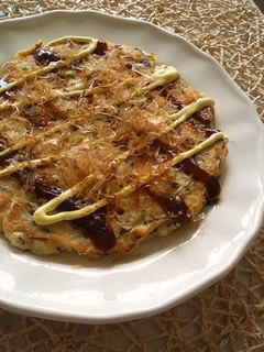 A picture of Okonomiyaki (Japanese Savoury Pancake) with Tofu.