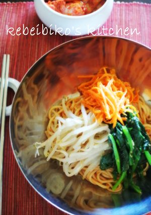 A picture of Bibimbap Noodles With Vegetable Namul and All-Purpose Korean Sauce.