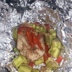 A picture of HCG diet meal 3: baked chicken zucchini pockets.