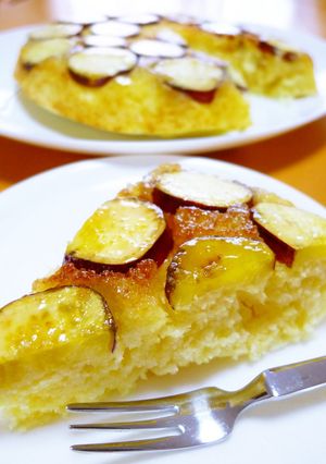 A picture of Sweet Potato Cake using a Frying Pan and Pancake Mix.