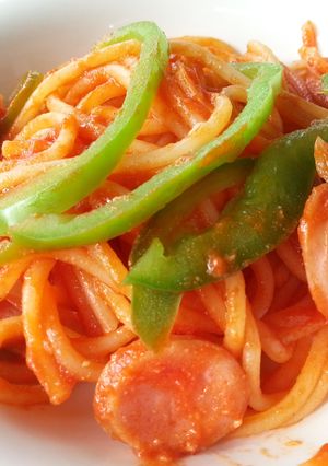 A picture of Sausage Napolean spaghetti.