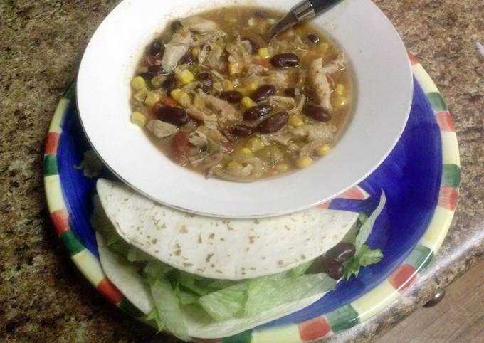 Shredded Mexican Chicken soup or Tacos