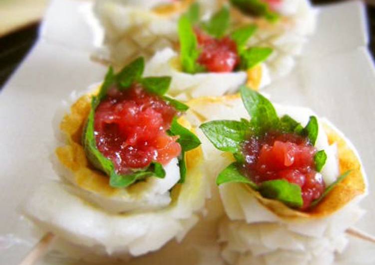 Simple Way to Make Perfect Refreshing Chikuwa Rolls with Umeboshi and Shiso Leaves