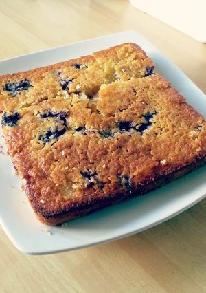 A picture of Blueberry Lemon Walnut Cake.