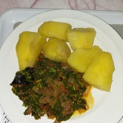 A picture of Sweet Potatoes and Eforiro.