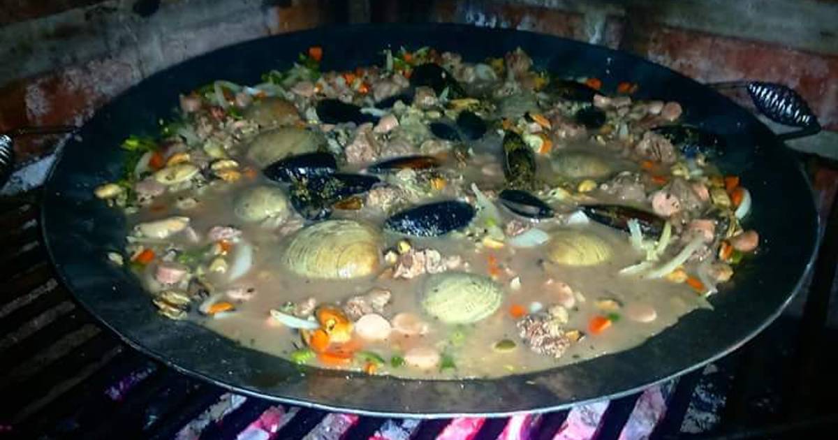 Mix de mariscos, carne y arroz integral al disco Receta de Juan José  Córdova Becerra- Cookpad