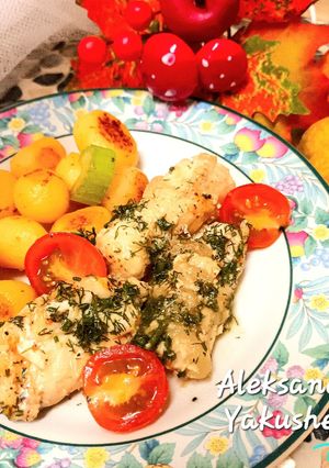A picture of Hake in milky onion sauce.