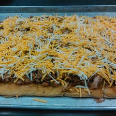 A picture of My corn carnitas pizza.
