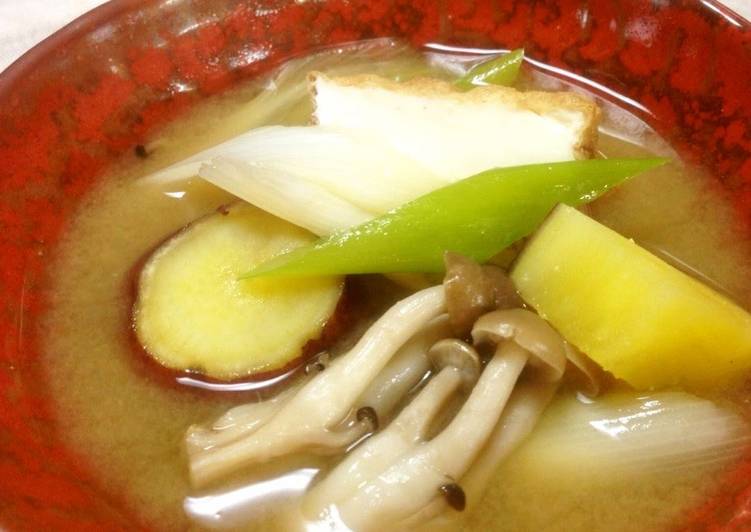 Fresh Hearty Miso Soup with Fall Vegetables