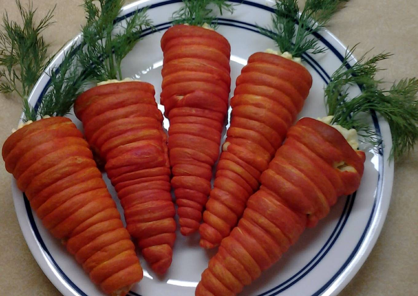 Easter Crescent Roll Carrots Filled With Egg Salad