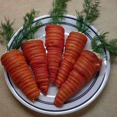 A picture of Easter Crescent Roll Carrots Filled With Egg Salad.