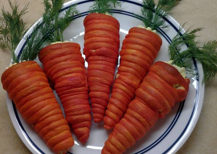 Easy Way to Prepare Yummy Easter Crescent Roll Carrots Filled With Egg Salad