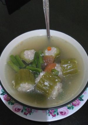 Foto resep Sup pare daging kuah daun salam