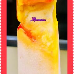 A picture of Chia mangoes popsicles with surprise flavor.