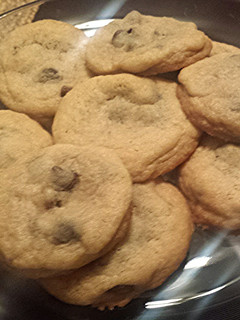 A picture of Soft baked chocolate chip cookies.
