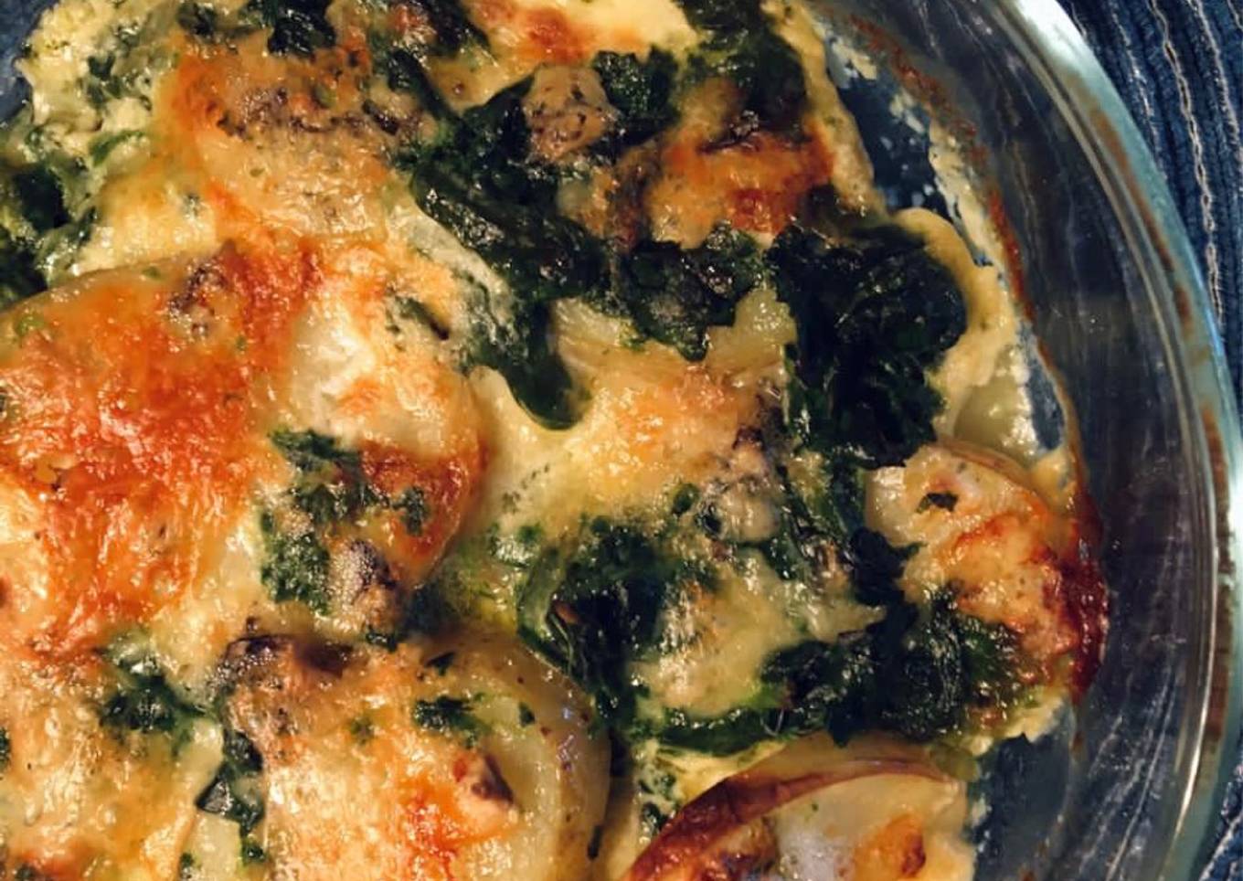 Spinach and blue cheese potato gratin š§š„š±