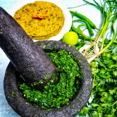 A picture of Coriander Chutney by Mortar Pestle.