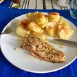 Salmón salvaje al horno, con patatas al pimentón de la vera