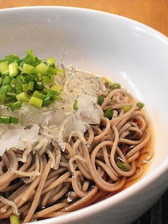 A picture of Soba Noodles with Chirimen Jako and Grated Daikon Radish.
