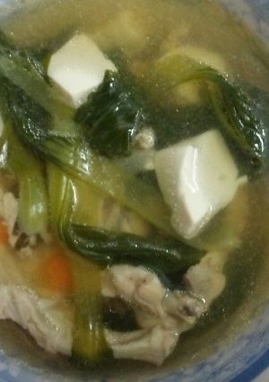Hình của món Canh tàu hủ non với ức gà.