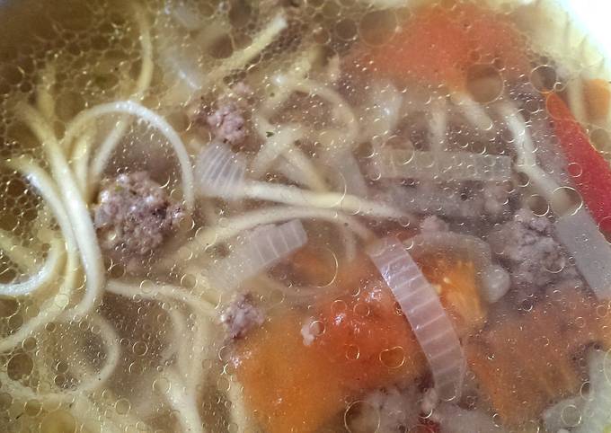 How to Prepare Homemade Ground beef soup with noodles